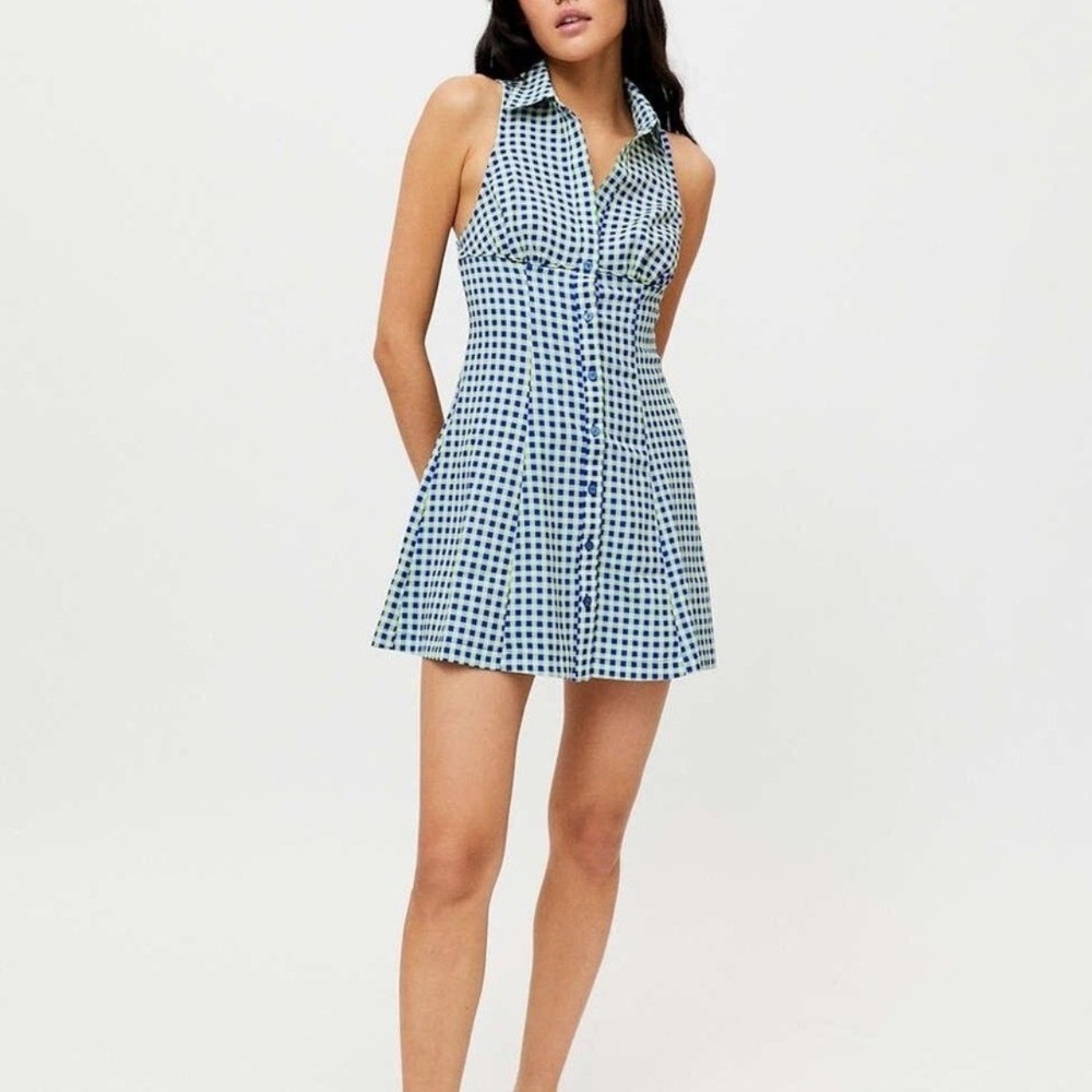 Urban Outfitters | OU Tia Gingham Mini Tennis Dress in Blue | Small‎